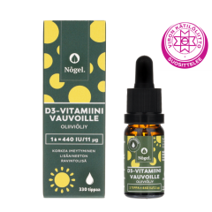 Nogel D3-vitamiini oliiviöljy 440 IU/tippa 10 ml